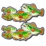 Fish money symbols with cash values