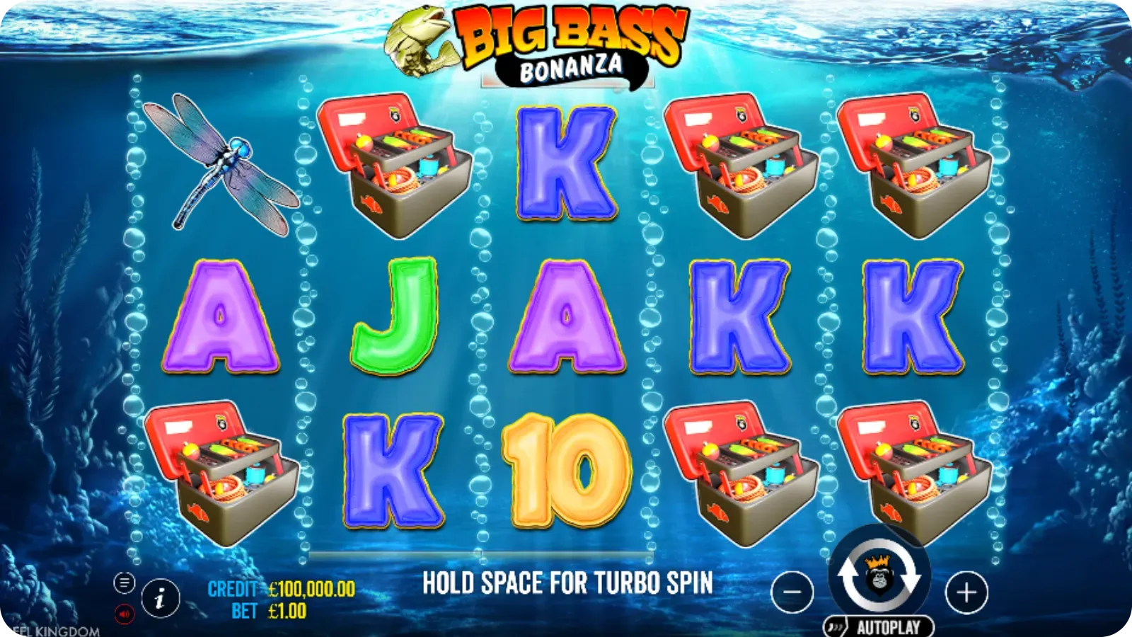Big Bass Bonanza slot with underwater reels and fish symbols