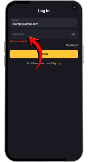 Entering password in login form