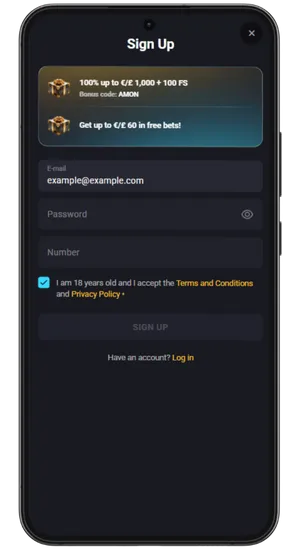 Logging in or creating account