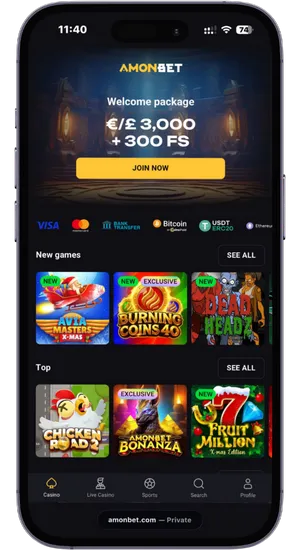 Opening casino website in Safari