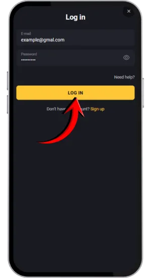 Accessing account area after login