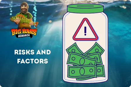 Big Bass Bonanza character and money jar with warning sign